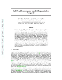 Self-Paced Learning: an Implicit Regularization Perspective