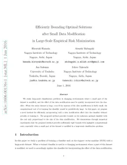 Efficiently Bounding Optimal Solutions after Small Data Modification in
  Large-Scale Empirical Risk Minimization