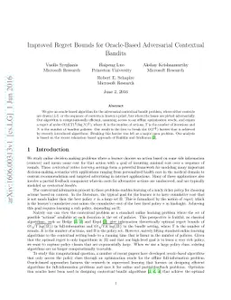 Improved Regret Bounds for Oracle-Based Adversarial Contextual Bandits