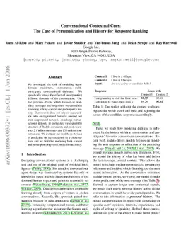 Conversational Contextual Cues: The Case of Personalization and History
  for Response Ranking