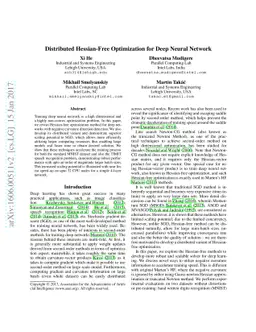 Distributed Hessian-Free Optimization for Deep Neural Network