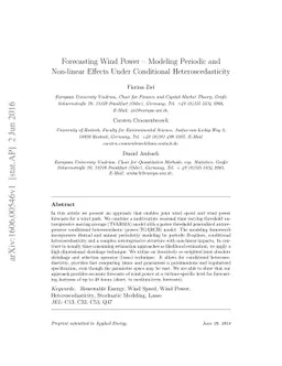Forecasting wind power - Modeling periodic and non-linear effects under
  conditional heteroscedasticity