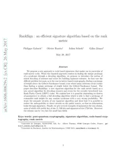 RankSign: an efficient signature algorithm based on the rank metric