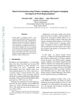 Matrix Factorization using Window Sampling and Negative Sampling for
  Improved Word Representations