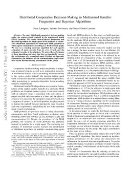 Distributed Cooperative Decision-Making in Multiarmed Bandits:
  Frequentist and Bayesian Algorithms