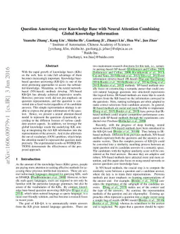 Question Answering over Knowledge Base with Neural Attention Combining
  Global Knowledge Information