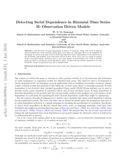 Detecting Serial Dependence in Binomial Time Series II: Observation
  Driven Models