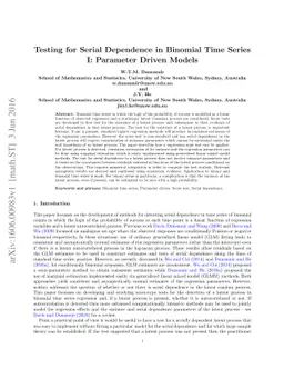 Testing for Serial Dependence in Binomial Time Series I: Parameter
  Driven Models