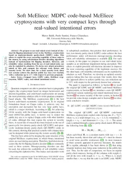 Soft McEliece: MDPC code-based McEliece cryptosystems with very compact
  keys through real-valued intentional errors