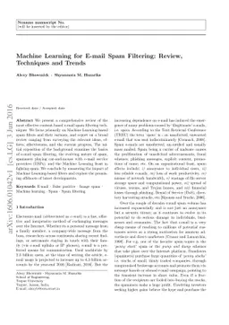 Machine Learning for E-mail Spam Filtering: Review,Techniques and Trends