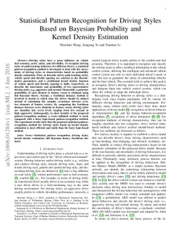 Statistical Pattern Recognition for Driving Styles Based on Bayesian
  Probability and Kernel Density Estimation