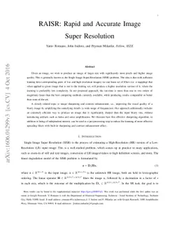 RAISR: Rapid and Accurate Image Super Resolution