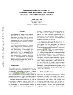 Brundlefly at SemEval-2016 Task 12: Recurrent Neural Networks vs. Joint
  Inference for Clinical Temporal Information Extraction