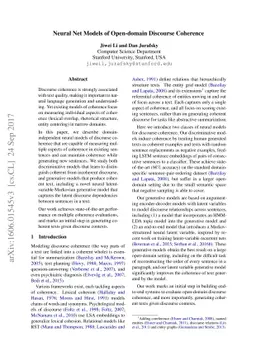 Neural Net Models for Open-Domain Discourse Coherence
