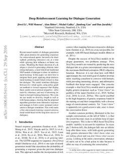 Deep Reinforcement Learning for Dialogue Generation