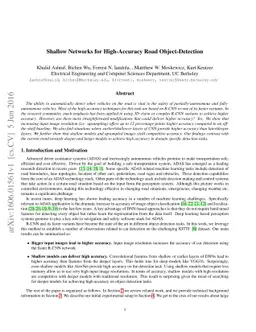Shallow Networks for High-Accuracy Road Object-Detection