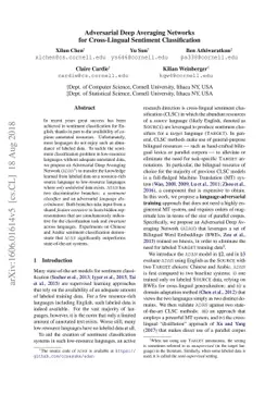 Adversarial Deep Averaging Networks for Cross-Lingual Sentiment
  Classification