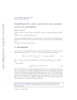 Conditions for a Lévy process to stay positive near 0, in probability