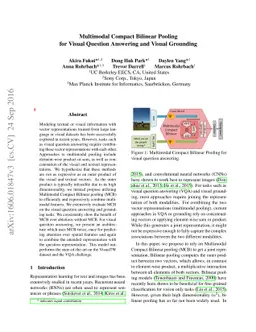 Multimodal Compact Bilinear Pooling for Visual Question Answering and
  Visual Grounding