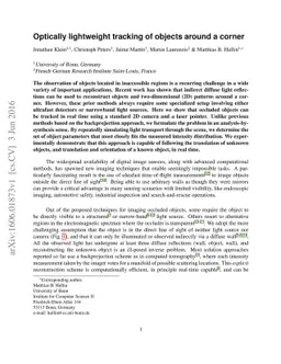 Optically lightweight tracking of objects around a corner