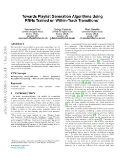 Towards Playlist Generation Algorithms Using RNNs Trained on
  Within-Track Transitions