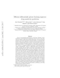 Efficient differentially private learning improves drug sensitivity
  prediction