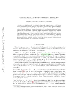 Structure Learning in Graphical Modeling