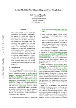 A Joint Model for Word Embedding and Word Morphology