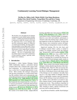 Continuously Learning Neural Dialogue Management