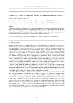 Comments On "A New Transient Attack On The Kish Key Distribution System"