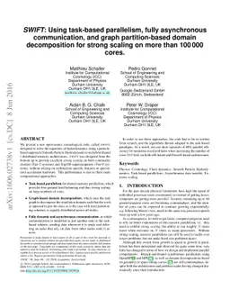 SWIFT: Using task-based parallelism, fully asynchronous communication,
  and graph partition-based domain decomposition for strong scaling on more
  than 100,000 cores
