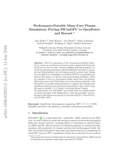 Performance-Portable Many-Core Plasma Simulations: Porting PIConGPU to
  OpenPower and Beyond