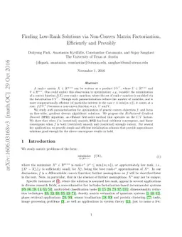 Finding Low-Rank Solutions via Non-Convex Matrix Factorization,
  Efficiently and Provably