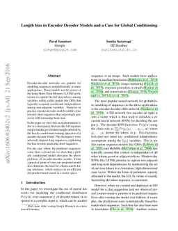 Length bias in Encoder Decoder Models and a Case for Global Conditioning