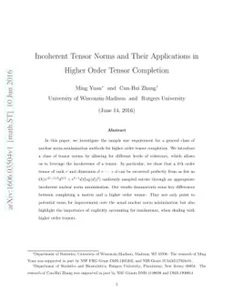 Incoherent Tensor Norms and Their Applications in Higher Order Tensor
  Completion