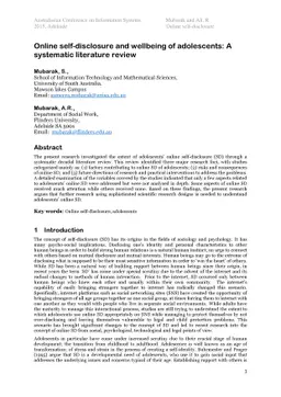 Online self-disclosure and wellbeing of adolescents: A systematic
  literature review
