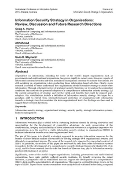 Information Security Strategy in Organisations: Review, Discussion and
  Future Research Directions