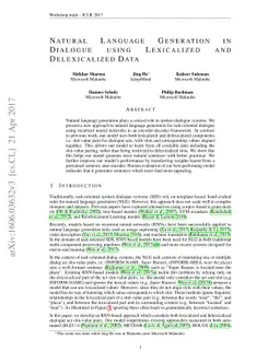 Natural Language Generation in Dialogue using Lexicalized and
  Delexicalized Data