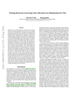 Training Recurrent Answering Units with Joint Loss Minimization for VQA