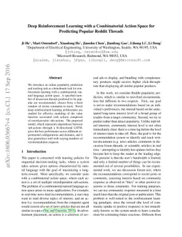 Deep Reinforcement Learning with a Combinatorial Action Space for
  Predicting Popular Reddit Threads