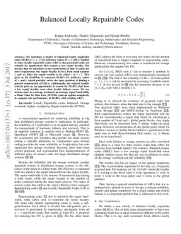 Balanced Locally Repairable Codes