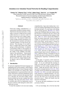 Attention-over-Attention Neural Networks for Reading Comprehension