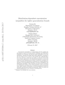 Distribution-dependent concentration inequalities for tighter
  generalization bounds