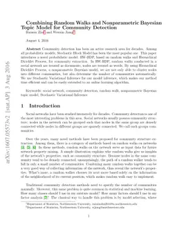 Combining Random Walks and Nonparametric Bayesian Topic Model for
  Community Detection
