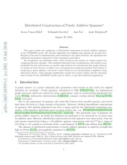 Distributed Construction of Purely Additive Spanners