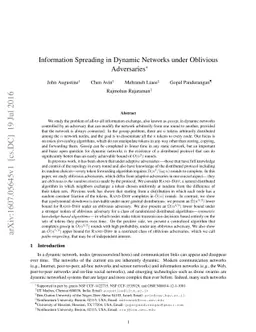 Information Spreading in Dynamic Networks under Oblivious Adversaries