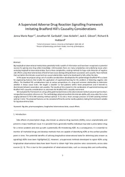 Supervised Adverse Drug Reaction Signalling Framework Imitating Bradford
  Hill's Causality Considerations