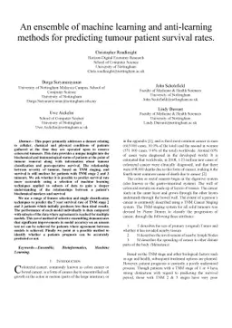 An ensemble of machine learning and anti-learning methods for predicting
  tumour patient survival rates