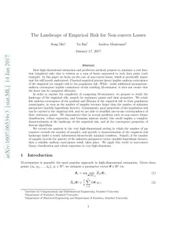 The Landscape of Empirical Risk for Non-convex Losses