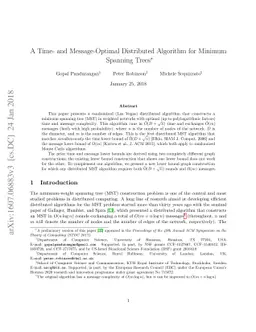 A Time- and Message-Optimal Distributed Algorithm for Minimum Spanning
  Trees